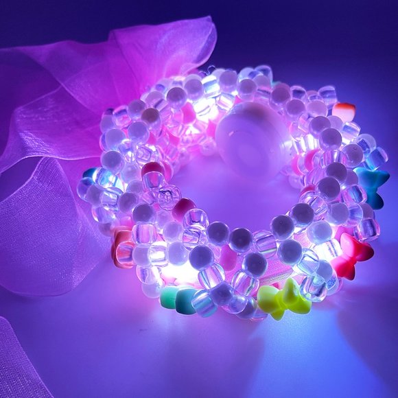 LASR Kawaii Bubble Light Up Ribbon Rave Kandi Bracelet - Picture 1 of 7